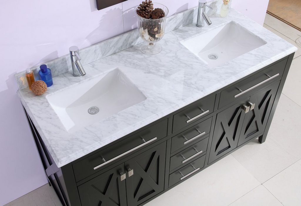 Wimbledon 60" Espresso Double Sink Bathroom Vanity with Countertop