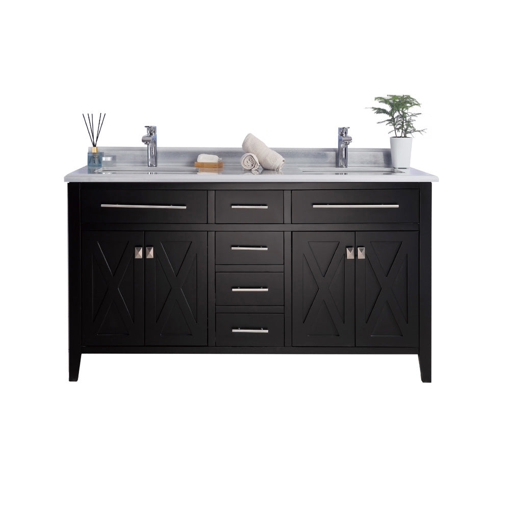 Wimbledon 60" Espresso Double Sink Bathroom Vanity with Countertop