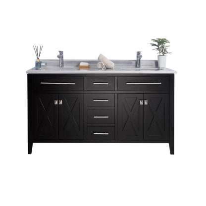 Wimbledon 60" Espresso Double Sink Bathroom Vanity with Countertop