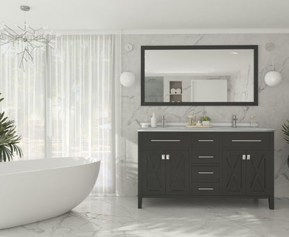 Wimbledon 60" Espresso Double Sink Bathroom Vanity with Countertop