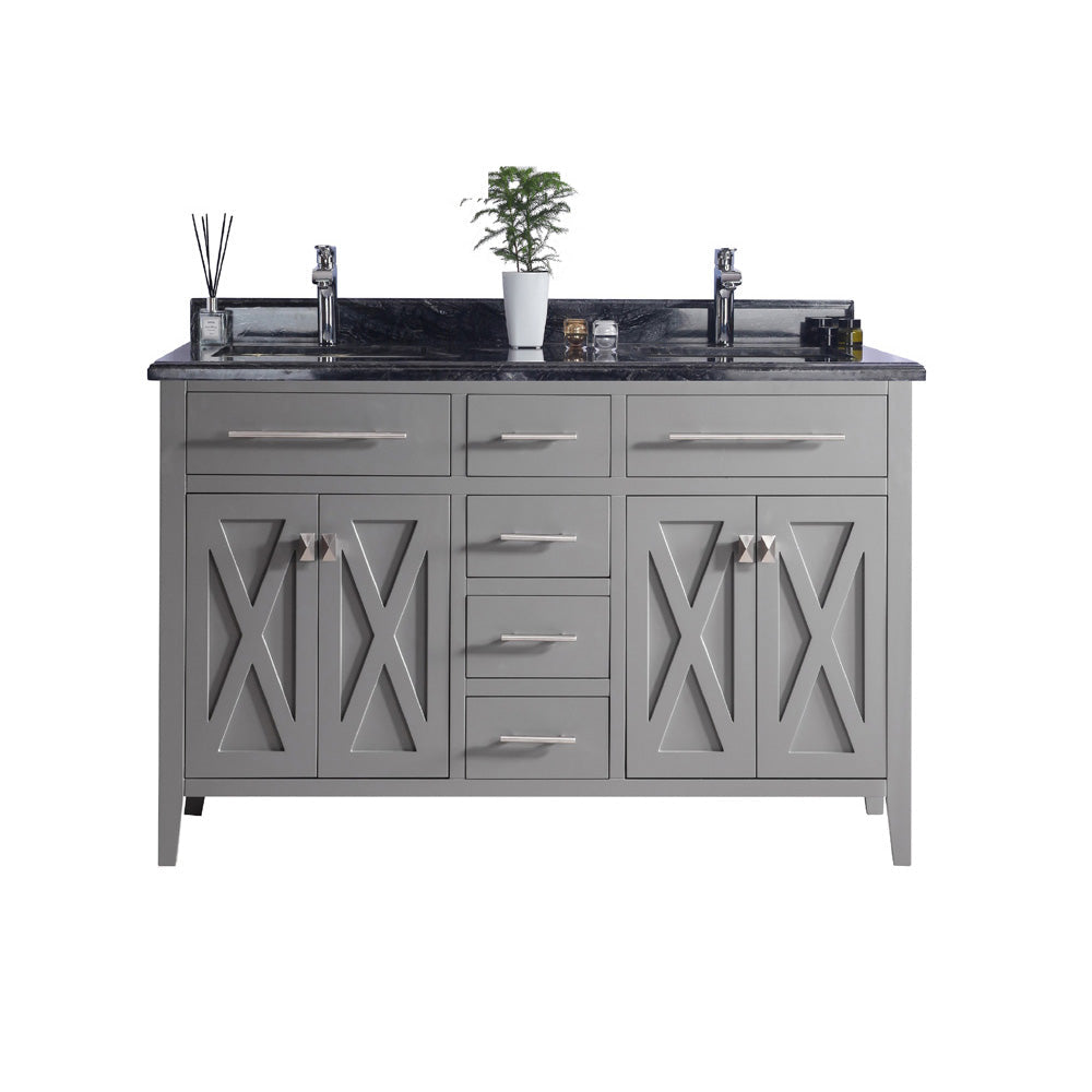 Wimbledon 60" Grey Double Sink Bathroom Vanity with Countertop