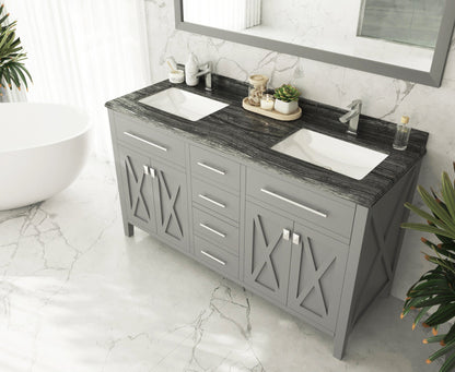 Wimbledon 60" Grey Double Sink Bathroom Vanity with Countertop