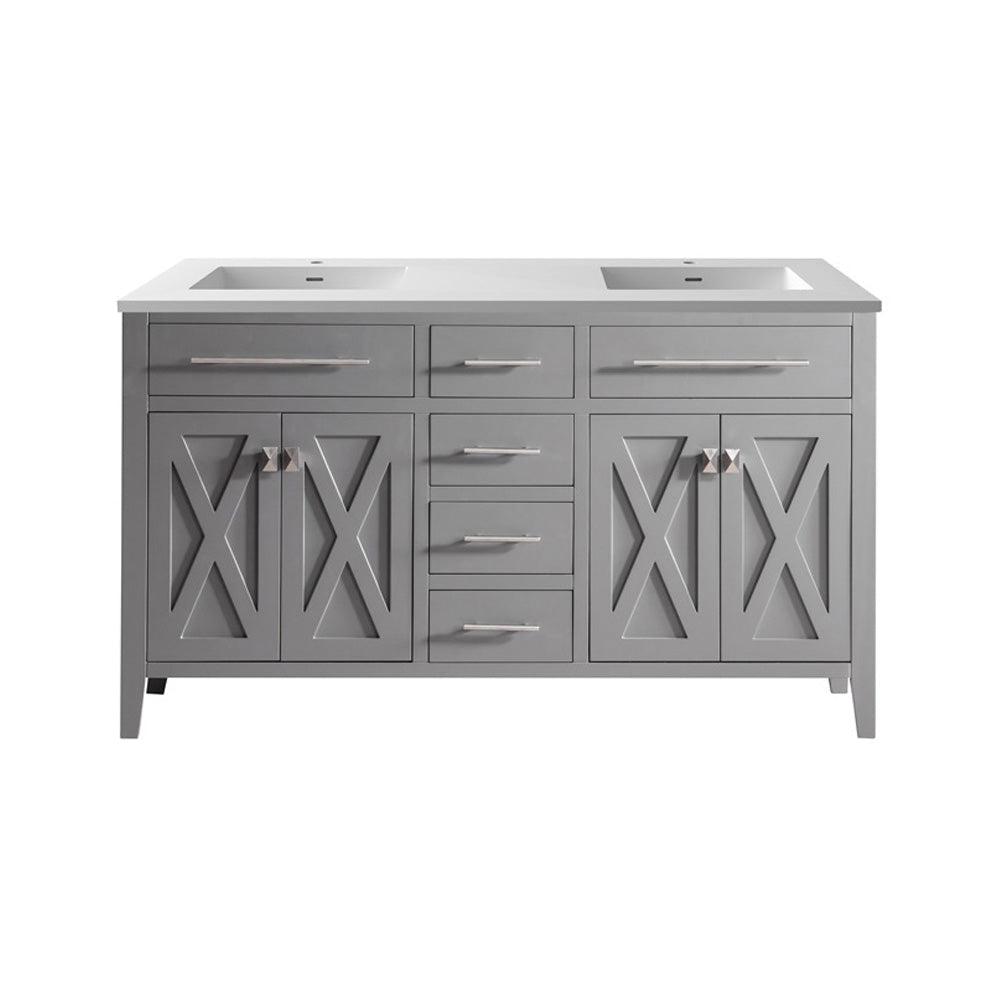 Wimbledon 60" Grey Double Sink Bathroom Vanity with Countertop