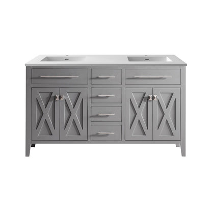 Wimbledon 60" Grey Double Sink Bathroom Vanity with Countertop