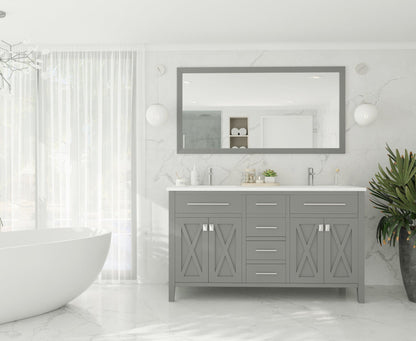 Wimbledon 60" Grey Double Sink Bathroom Vanity with Countertop
