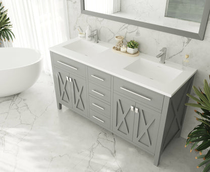 Wimbledon 60" Grey Double Sink Bathroom Vanity with Countertop