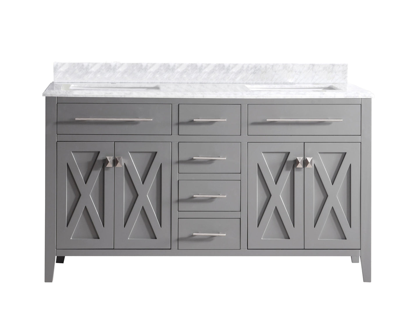 Wimbledon 60" Grey Double Sink Bathroom Vanity with Countertop