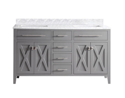 Wimbledon 60" Grey Double Sink Bathroom Vanity with Countertop