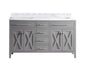 Wimbledon 60" Grey Double Sink Bathroom Vanity with Countertop