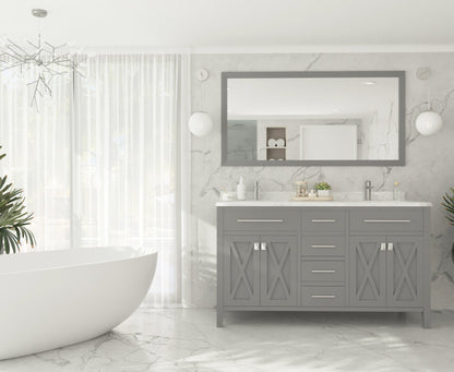 Wimbledon 60" Grey Double Sink Bathroom Vanity with Countertop