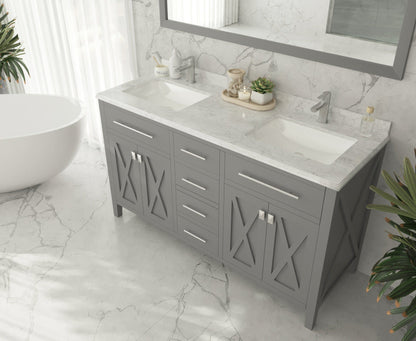 Wimbledon 60" Grey Double Sink Bathroom Vanity with Countertop