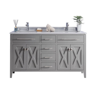 Wimbledon 60" Grey Double Sink Bathroom Vanity with Countertop