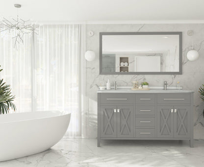 Wimbledon 60" Grey Double Sink Bathroom Vanity with Countertop