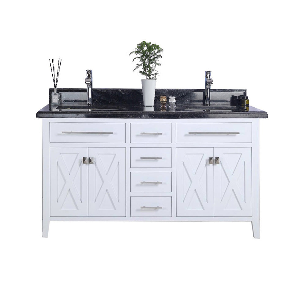 Wimbledon 60" White Double Sink Bathroom Vanity with Countertop