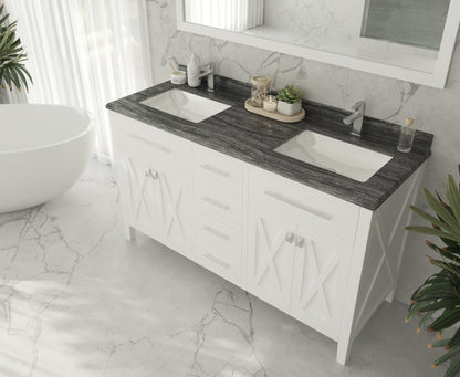 Wimbledon 60" White Double Sink Bathroom Vanity with Countertop