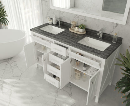 Wimbledon 60" White Double Sink Bathroom Vanity with Countertop