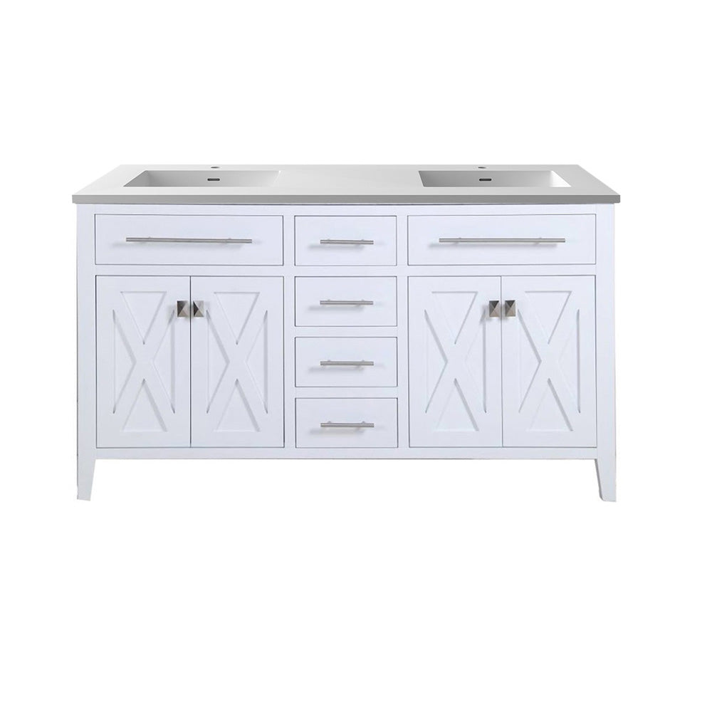 Wimbledon 60" White Double Sink Bathroom Vanity with Countertop