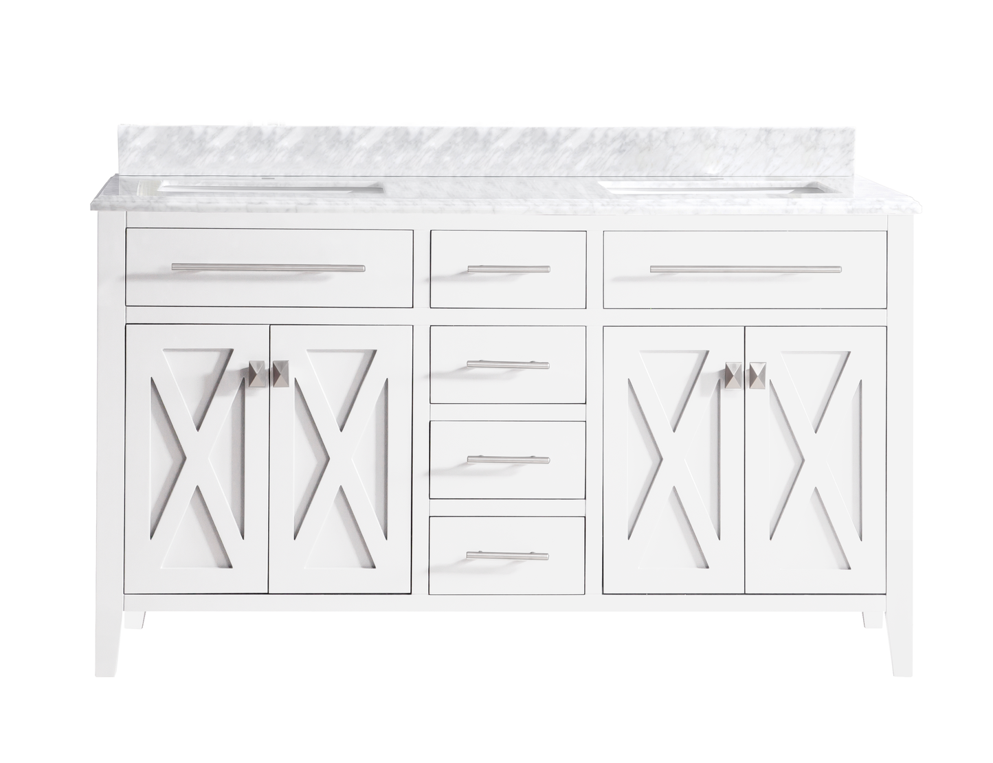 Wimbledon 60" White Double Sink Bathroom Vanity with Countertop