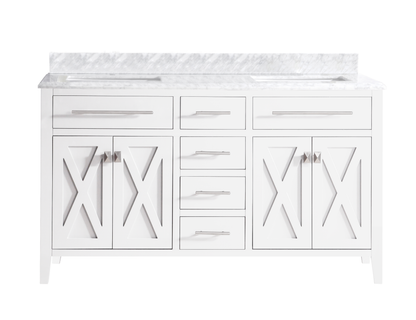 Wimbledon 60" White Double Sink Bathroom Vanity with Countertop