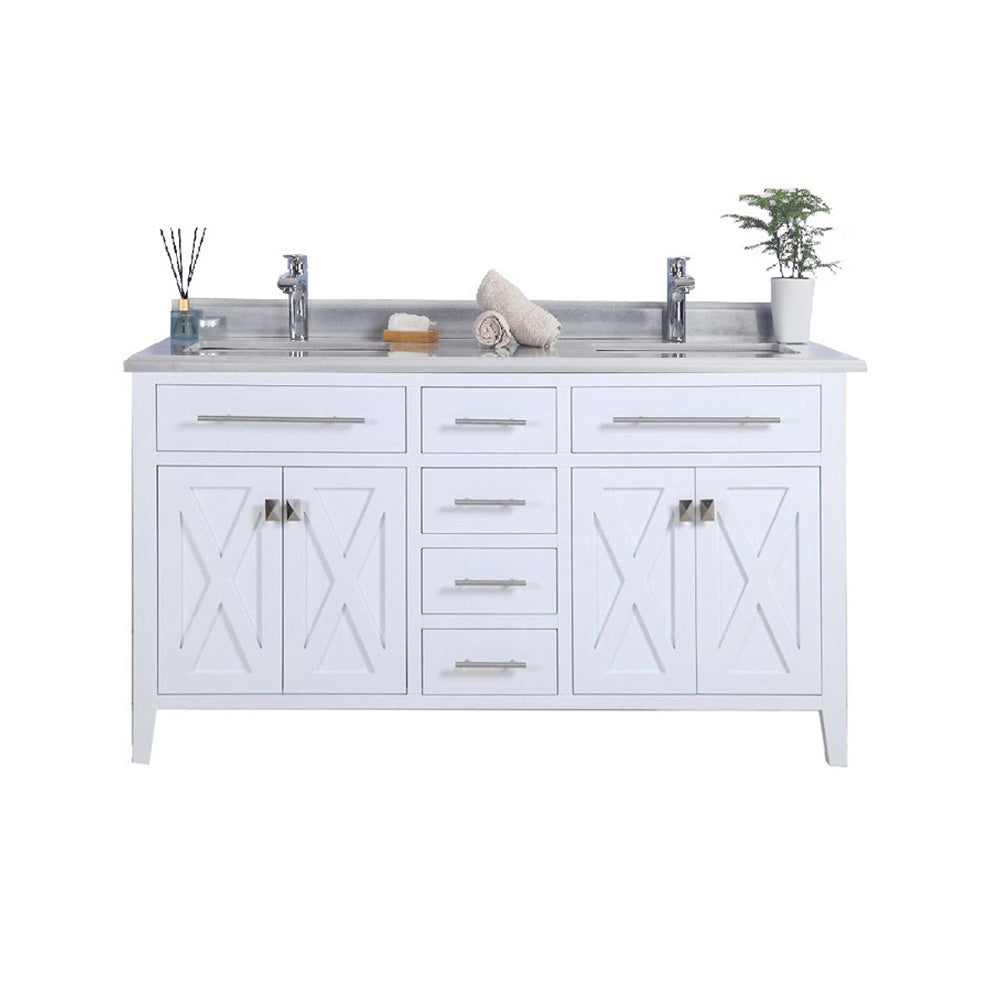 Wimbledon 60" White Double Sink Bathroom Vanity with Countertop