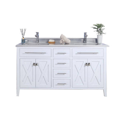 Wimbledon 60" White Double Sink Bathroom Vanity with Countertop