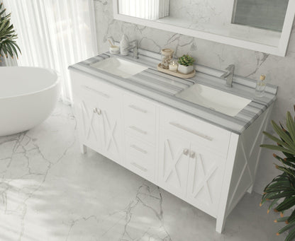 Wimbledon 60" White Double Sink Bathroom Vanity with Countertop