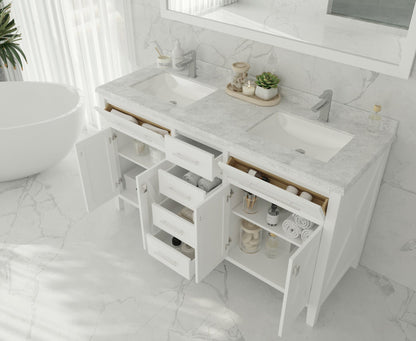 Wimbledon 60" White Double Sink Bathroom Vanity with Countertop