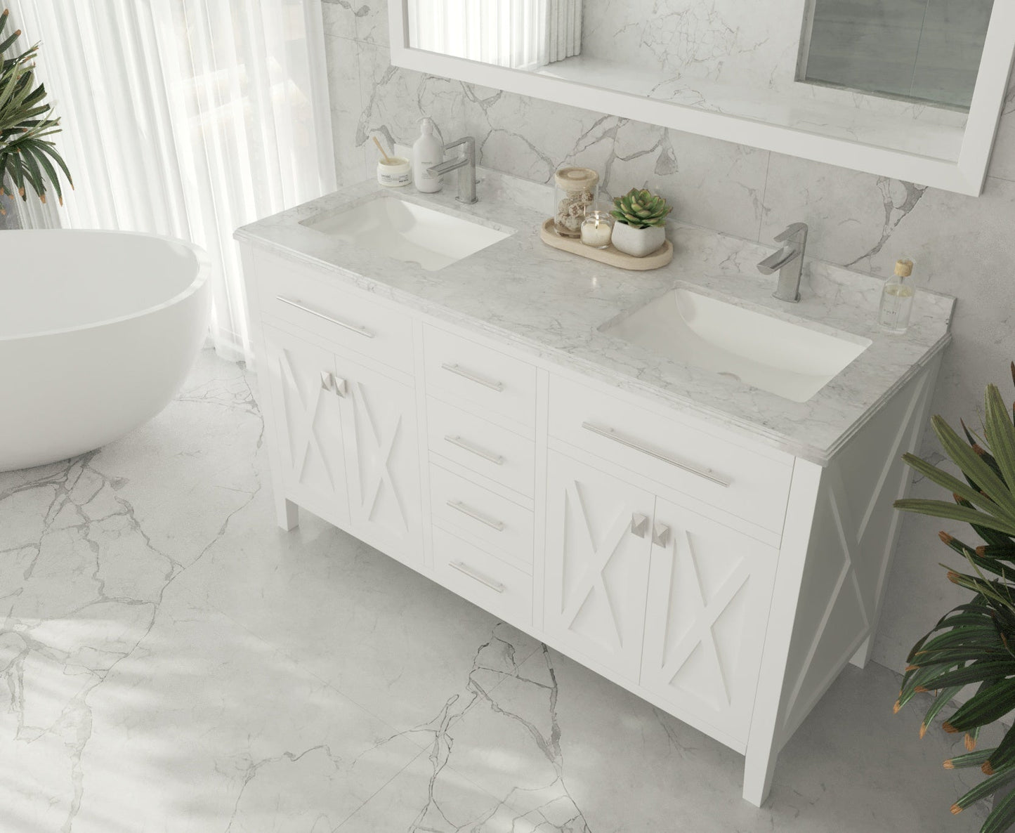 Wimbledon 60" Double Sink Bathroom Vanity Cabinet