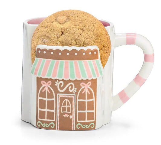 Santa's Sweet Shoppe Collection - GINGERBREAD HOUSE COOKIE POCKET MUG CERAMIC