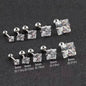 316 Stainless Steel Square Stud Earrings with Cubic Zirconia Accents