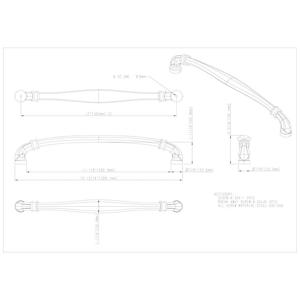 96 mm Center-to-Center Satin Nickel Lafayette Cabinet Pull