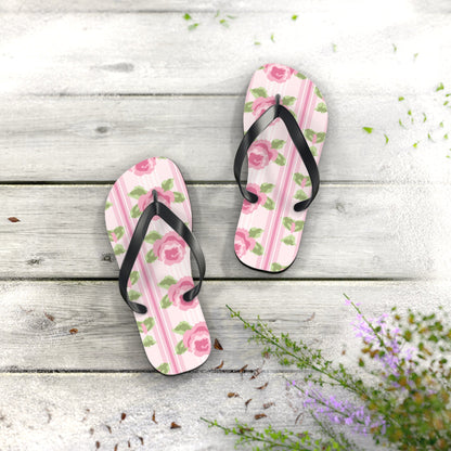 Customizable: Floral Flip Flops, Cute Summer Sandals, Beach Footwear, Vacation Essentials, Flower Printed Rubber Flip Flops