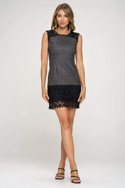 Sleeveless Textured Dress with Lace Trim Hem | Apparel | Kitchen + Metal