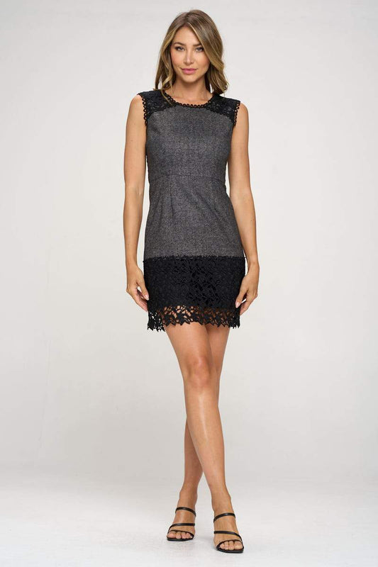 Sleeveless Textured Dress with Lace Trim Hem | Apparel | Kitchen + Metal