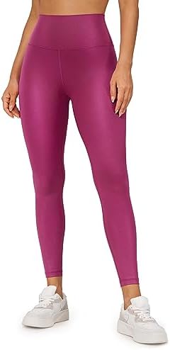 Leather Leggings - CRZ YOGA Butterluxe Matte Faux Leather Leggings for Women 25" - High Waisted Stretch Ankle Leather Pants Pleather Tights