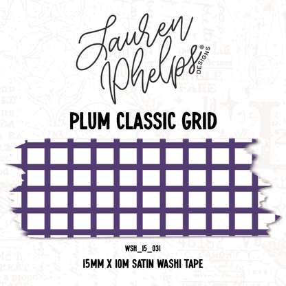 Plum Classic Grid 15mm washi