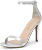 Women's Floral Ankle Strap Stiletto Heeled Sandals – Open Toe Dressy Party Shoes
