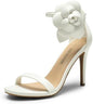 Women's Floral Ankle Strap Stiletto Heeled Sandals – Open Toe Dressy Party Shoes