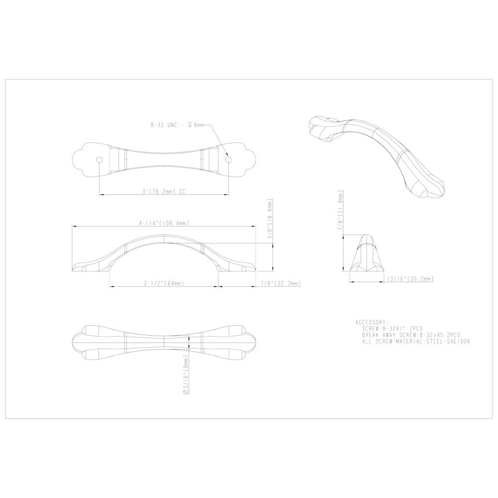 3" Center-to-Center Satin Nickel Gatsby Cabinet Pull
