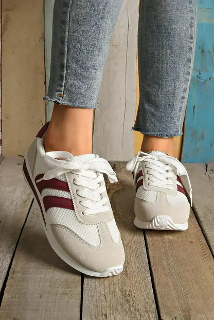 Yellow Patchwork Sneakers - Microfiber Breathable Shoes - Wholesale Comfort