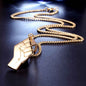 Mens Gold Fist Pendant Necklace in Titanium Steel with Gold Finish