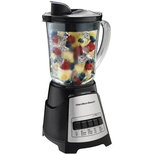 Hamilton Beach Power Elite Wave Action Blender For Smoothies, 40 Oz Glass Jar, 12 Functions Including Puree, Crush Ice, 700 Watts - Black