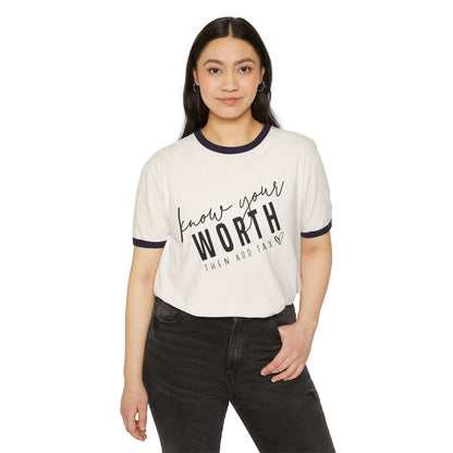 Know Your Worth Women's T-Shirt – Casual Wear for Women & Motivational Self-Care Gift