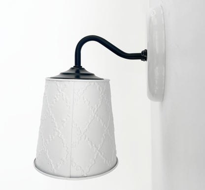 Embossed White Tin Wall Sconce