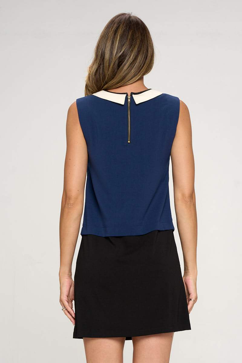 Sleeveless Dress with Contrast Peter Pan Collar | Apparel | Kitchen + Metal