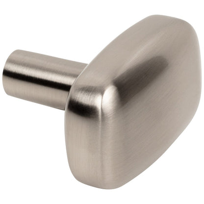 1-1/2" Rounded Rectangle Overall Length Satin Nickel Loxley Cabinet Knob