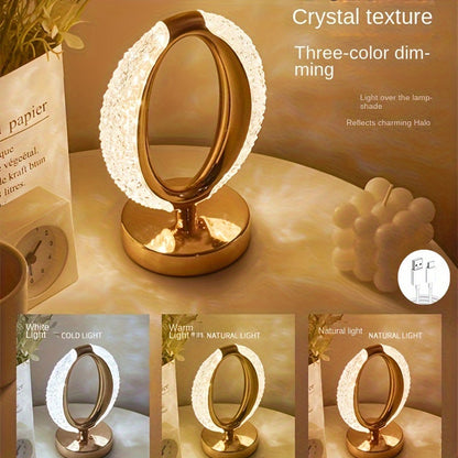 Elegant USB Rechargeable Crystal Touch Desk Lamp  Adjustable Color