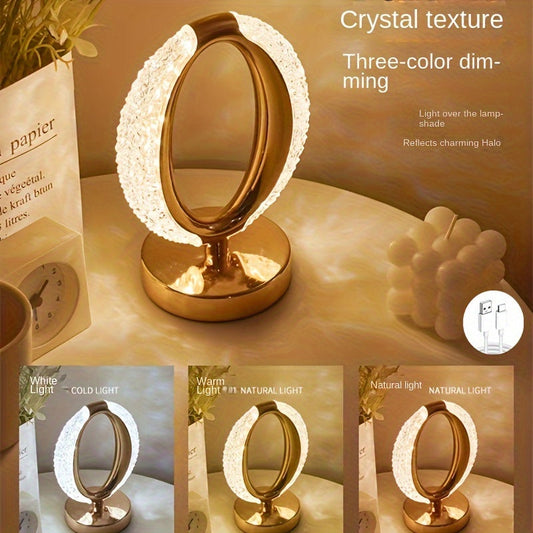 Elegant USB Rechargeable Crystal Touch Desk Lamp  Adjustable Color
