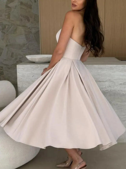 Solid Color Tube Dress Midi for Chic and Stylish Looks
