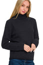 Zenana Turtle-neck Long Sleeve Sweater in Black